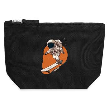 Astronaut Skateboarder in Orbit - Canvas Zip Pouch 12 x 13 cm - black - Front