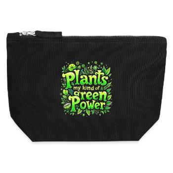 LES PLANTES : MON GENRE DE POUVOIR VERT - Pochette zippée en toile 12 x 13 cm - noir - Devant