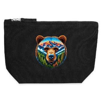 Bear - Canvas Zip Pouch 12 x 13 cm - black - Front