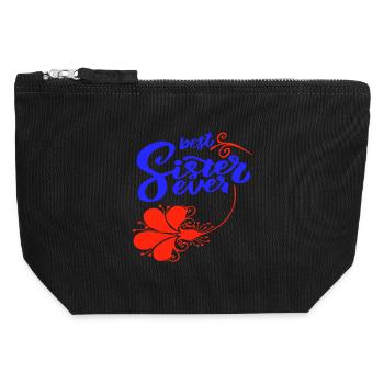 best sister ever - Canvas Zip Pouch 12 x 13 cm - black - Front