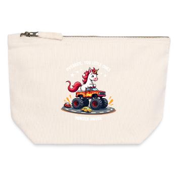 Monster Truck Unicorn - Canvas Zip Pouch 12 x 13 cm - nature - Front