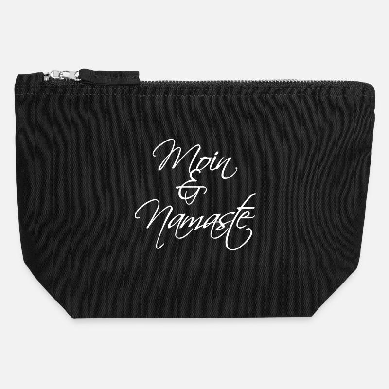 Moin & Namaste, white - Canvas Zip Pouch 12 x 13 cm - black