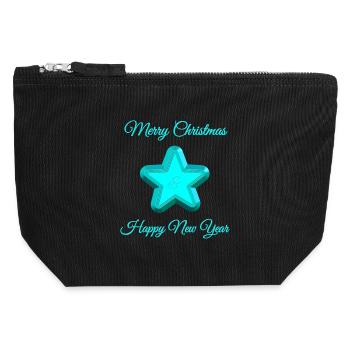 Shining star with Christmas greeting - Canvas Zip Pouch 12 x 13 cm - black - Front