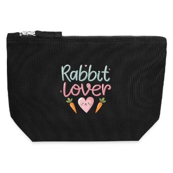 Colorful Rabbit and Carrot Love - Canvas Zip Pouch 12 x 13 cm - black - Front