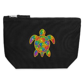 Regenbogen Glitzer Schildkröte - Canvas Reißverschluss-Täschchen (12 x 13 cm) - Schwarz - Vorne