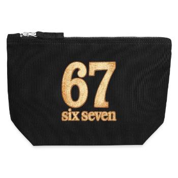 T-Shirt "67 / six seven" – vintage meets statement - Canvas Zip Pouch 12 x 13 cm - black - Front