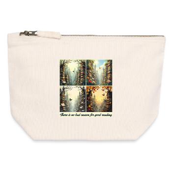 Arc de lecture saisonnier - Pochette zippée en toile 12 x 13 cm - blanc naturel - Devant
