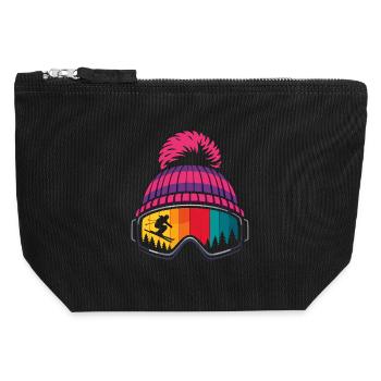 Apres Ski Skifahrer Mütze Skibrille Winter Sport - Canvas Reißverschluss-Täschchen (12 x 13 cm) - Schwarz - Vorne