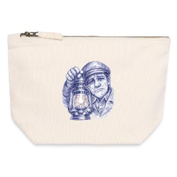 Senior man with lantern - Canvas Zip Pouch 12 x 13 cm - nature - Front