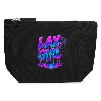 Lax Girl: Neon Style Lacrosse - Canvas Zip Pouch 12 x 13 cm - black - Front