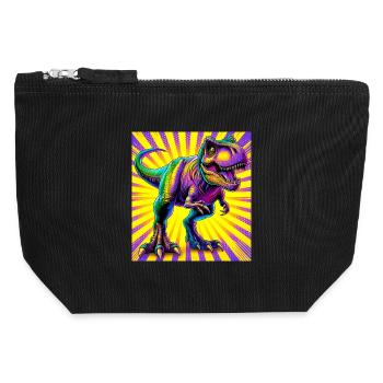 dinosaure - Pochette zippée en toile 12 x 13 cm - noir - Devant