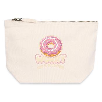 Ne vous inquiétez pas : Dieu contrôle - Pochette zippée en toile 12 x 13 cm - blanc naturel - Devant
