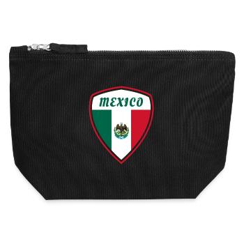 Mexico Coat of Arms Flag Central America Gift - Canvas Zip Pouch 12 x 13 cm - black - Front