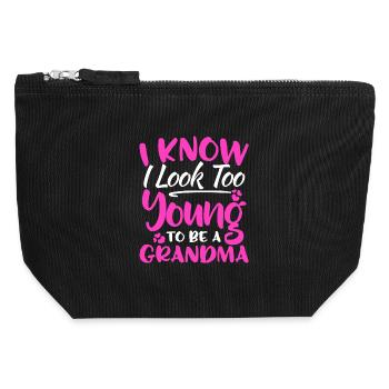 Je sais que j'ai l'air trop jeune pour être une chemise de grand-mère - Pochette zippée en toile 12 x 13 cm - noir - Devant