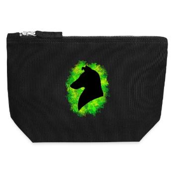 Collie Kurzhaar grün gelb - Canvas Reißverschluss-Täschchen (12 x 13 cm) - Schwarz - Vorne