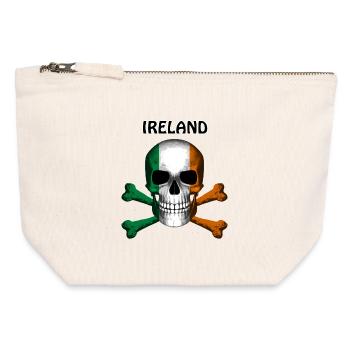 Skull Jolly Roger Pirate Flag Ireland R6Z - Canvas Zip Pouch 12 x 13 cm - nature - Front