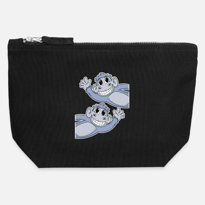 Monkey Monkey - Canvas Zip Pouch 12 x 13 cm - black