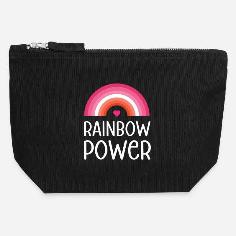 LGBT Pride Month - Rainbow Power - Canvas Zip Pouch 12 x 13 cm - black