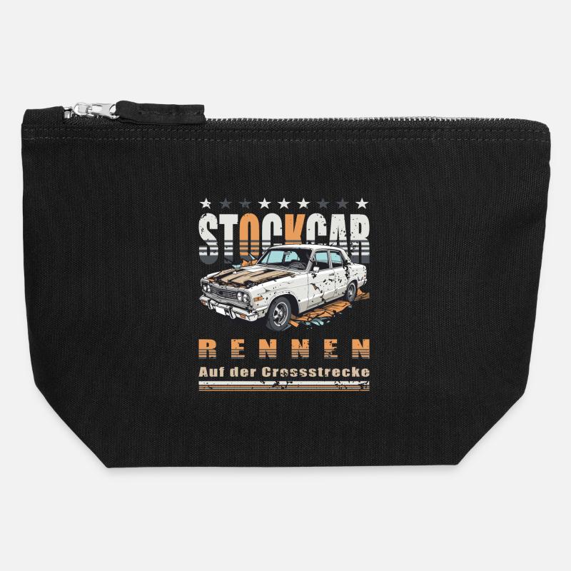 Stockcar Rennen - Canvas Reißverschluss-Täschchen (12 x 13 cm) - Schwarz