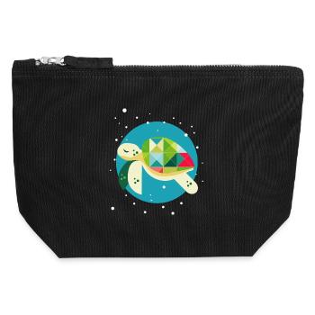 Cute Turtle – Creative Underwater World - Canvas Zip Pouch 12 x 13 cm - black - Front