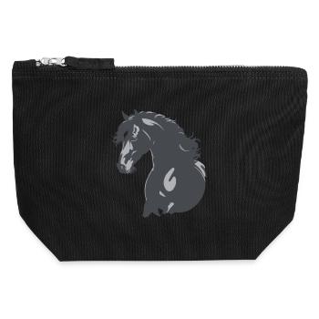 Rappe Pferd Silhouette - Canvas Reißverschluss-Täschchen (12 x 13 cm) - Schwarz - Vorne