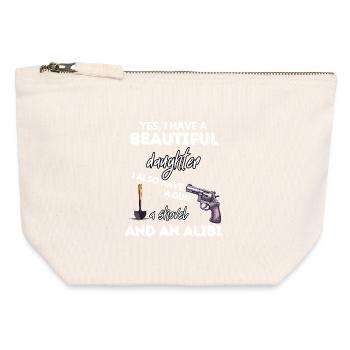 Alibi de la pelle au fusil fille - Pochette zippée en toile 12 x 13 cm - blanc naturel - Devant