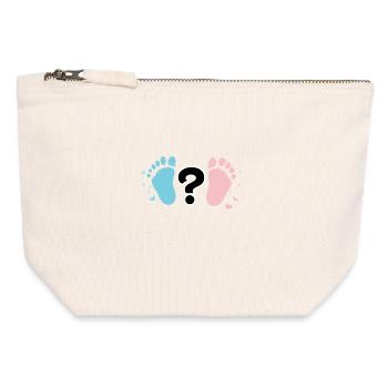 Pastel Baby Footprints and Question - Canvas Zip Pouch 12 x 13 cm - nature - Front