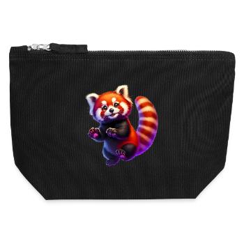 Red panda - Canvas Zip Pouch 12 x 13 cm - black - Front