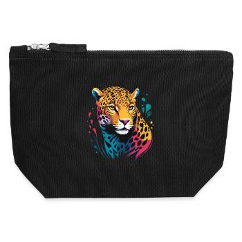 Jaguar Head RENDERED - Canvas Zip Pouch 12 x 13 cm - black - Front