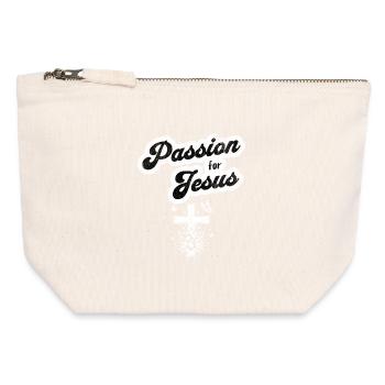 Passion for Jesus Christian motif - Canvas Zip Pouch 12 x 13 cm - nature - Front