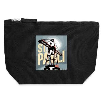 St. Pauli, Hambourg, Port, Port, Grue, Nostalgie - Pochette zippée en toile 12 x 13 cm - noir - Devant