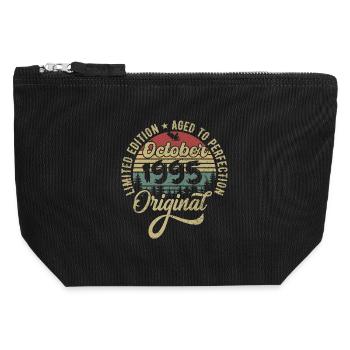 october 1995 anniversary october 1995 october - Canvas Zip Pouch 12 x 13 cm - black - Front