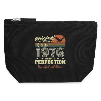 1976 Oktober 1976 Geburtstag Oktober 1976 - Canvas Reißverschluss-Täschchen (12 x 13 cm) - Schwarz - Vorne