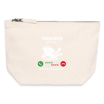 Tauchen ruft an… und ich muss gehen  - Canvas Reißverschluss-Täschchen (12 x 13 cm) - Naturweiß - Vorne