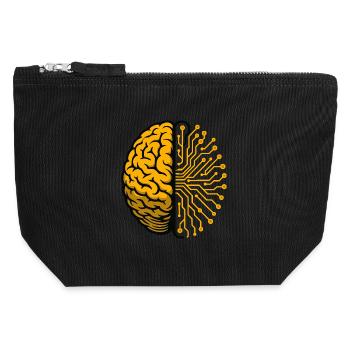 Brain and Circuits AI - Canvas Zip Pouch 12 x 13 cm - black - Front