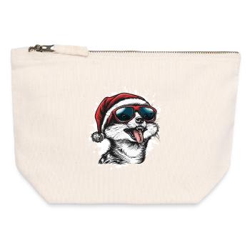 Meerkat Christmas Funny - Canvas Zip Pouch 12 x 13 cm - nature - Front