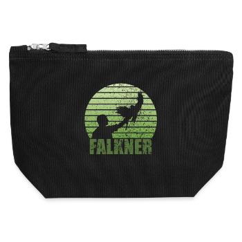 Style grunge fauconier avec oiseau de proie - Pochette zippée en toile 12 x 13 cm - noir - Devant