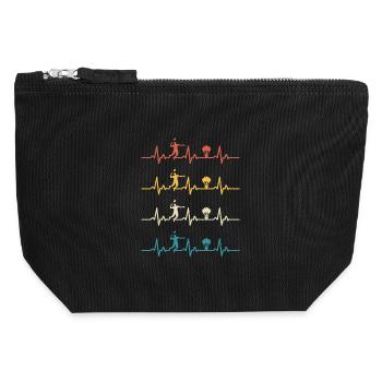 badminton heartbeat retro badminton  - Pochette zippée en toile 12 x 13 cm - noir - Devant