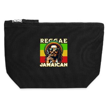 Reggae Jamaican Rasta Style with Cool Dreadlock Fig - Canvas Zip Pouch 12 x 13 cm - black - Front