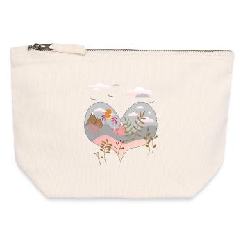 Paysage - Pochette zippée en toile 12 x 13 cm - blanc naturel - Devant
