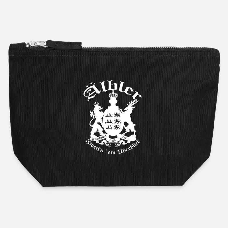 ÄLBLER ZWECKS ́EM OVERVIEW - white font - Canvas Zip Pouch 12 x 13 cm - black