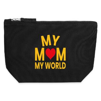 My mother my world - Canvas Zip Pouch 12 x 13 cm - black - Front