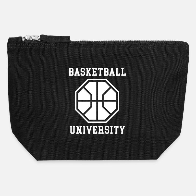 Basketball University Emblem - Canvas Zip Pouch 12 x 13 cm - black