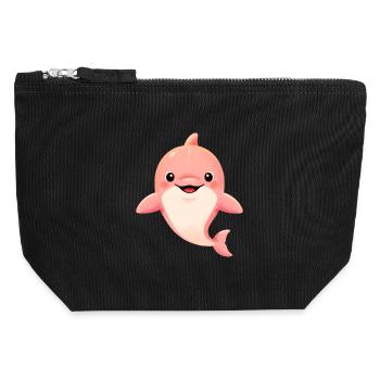 Baby rosa Delphin - Canvas Reißverschluss-Täschchen (12 x 13 cm) - Schwarz - Vorne