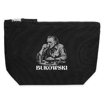 Charles Bukowski drinking coffee at the cafe - Canvas Zip Pouch 12 x 13 cm - black - Front