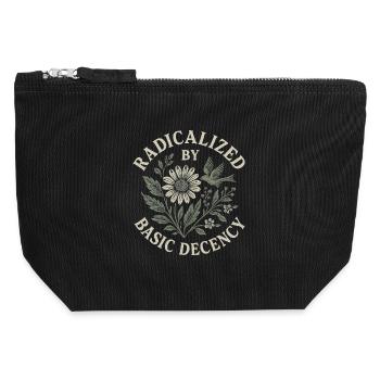Radicalized By Basic Decency Floral Design - Canvas Zip Pouch 12 x 13 cm - black - Front