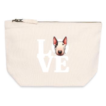 LOVE Bull Terrier Dog Dog Lover Funny - Canvas Zip Pouch 12 x 13 cm - nature - Front