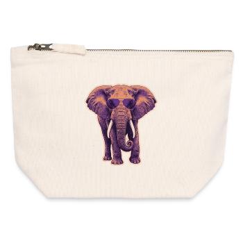 Sommer Elefant Sonnenbrille - Canvas Reißverschluss-Täschchen (12 x 13 cm) - Naturweiß - Vorne
