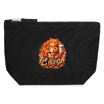 Laisse tomber cette merde chat sur les toilettes Katzenfreund Katze - Pochette zippée en toile 12 x 13 cm - noir - Devant