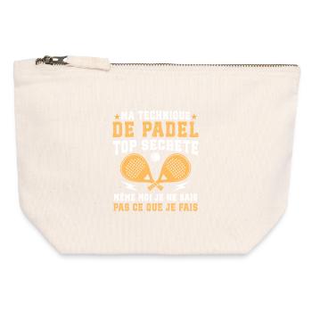 ma technique de padel  - Pochette zippée en toile 12 x 13 cm - blanc naturel - Devant